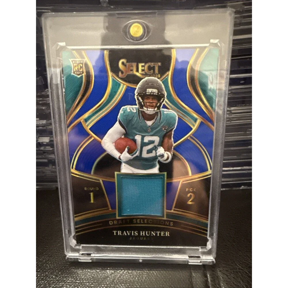 2025 Panini Select Travis Hunter Draft Selections Blue Prizm Patch Rookie